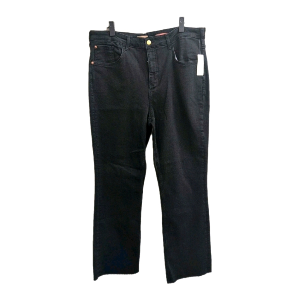 NWT Anthropologie Pilcro Wide Leg Black Denim Jeans Size 33 Tall Raw Hem